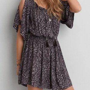 American Eagle Print Flutter Sleeve Dress
